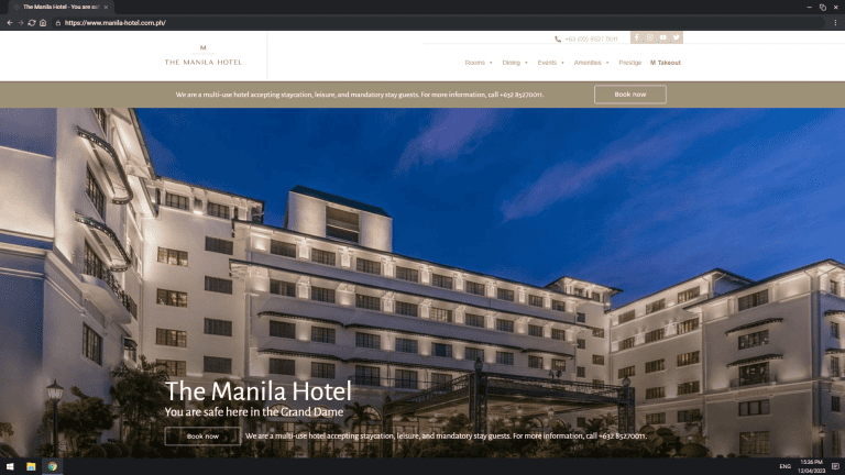 The Manila Hotel screengrab on desktop
