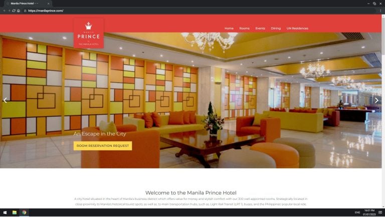 Manila Prince Hotel screengrab on desktop