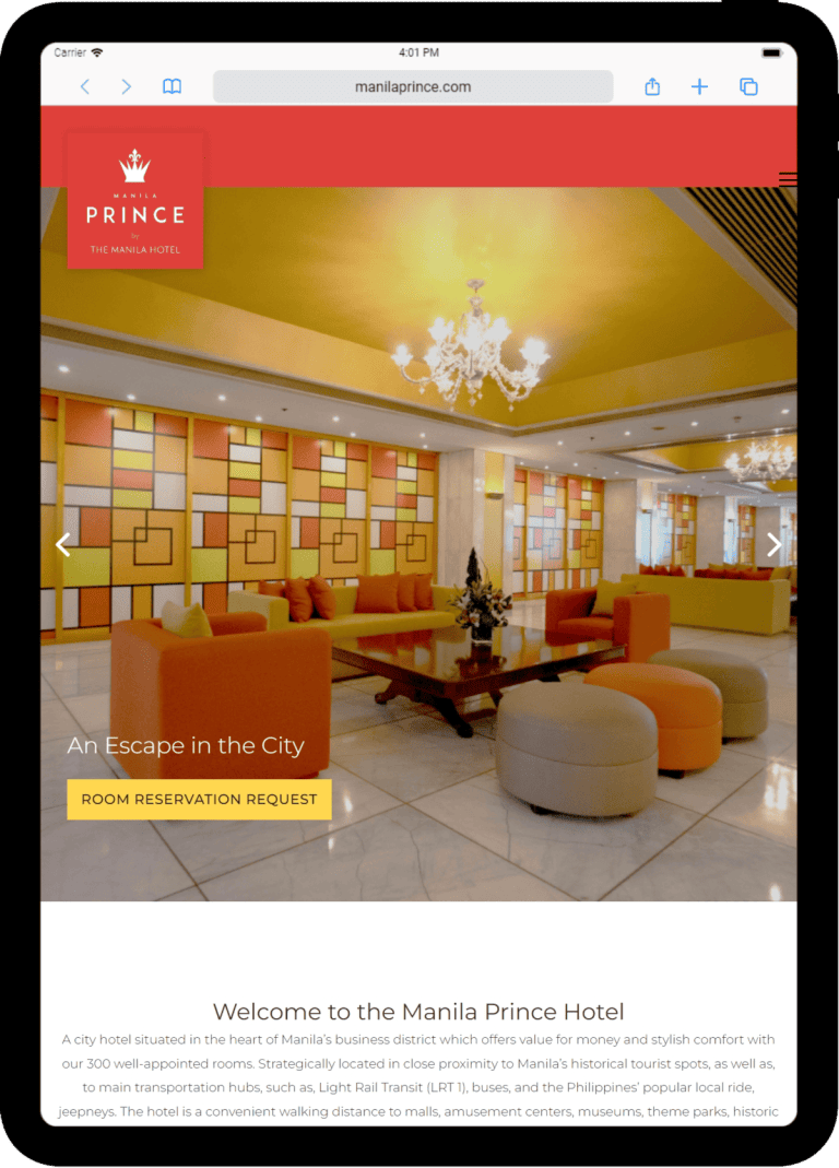 Manila Prince Hotel screengrab on table